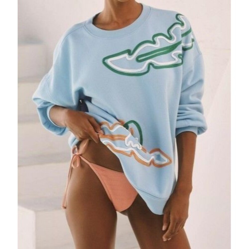 Anthropologie Celandine Embellished Crew-Neck Sweatshirt Top Pullover S/M 286267
